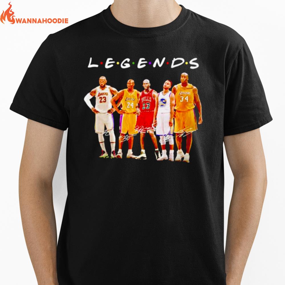 Nba Legends Players Lebron James And Kobe Bryant And Steph Curry And Shaquille O'Neal Signatures Unisex T-Shirt for Men Women