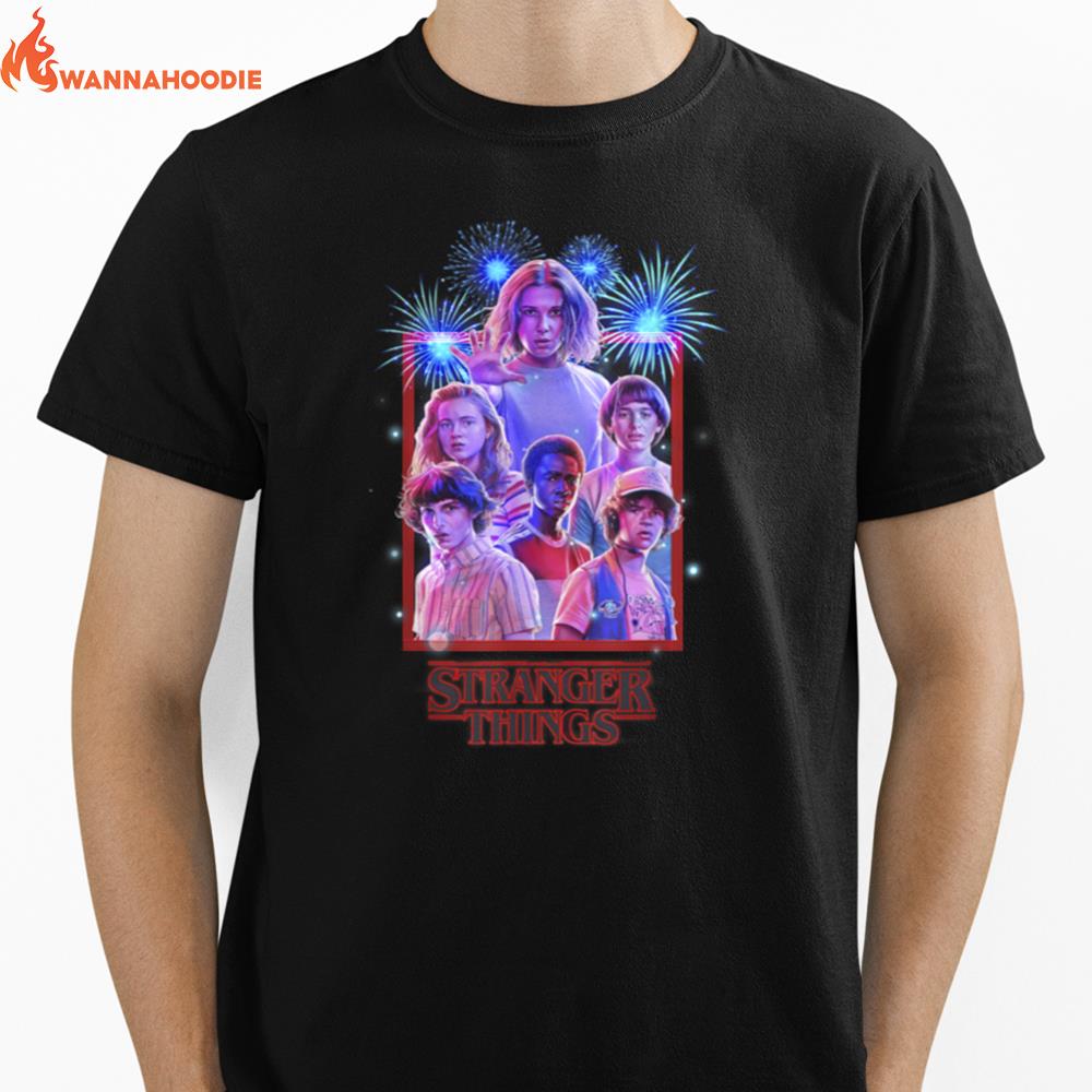 Netflix Stranger Things Group Shot Fireworks Poster  B083Xfr9Gc Unisex T-Shirt for Men Women