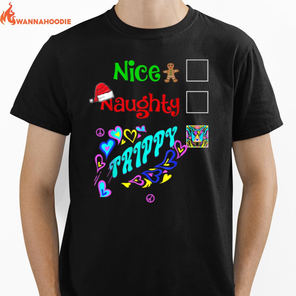 Nice Naughty Pjs Trippy Weed Marijuana Cannabis Art On Back Unisex T-Shirt for Men Women