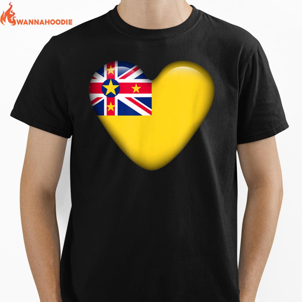 Niue Love Heart Country Flag Unisex T-Shirt for Men Women