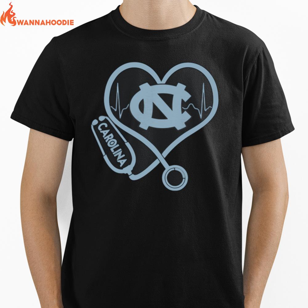 North Carolina Tar Heels Mens Basketball Nurse Stethoscope Love Heartbea Unisex T-Shirt for Men Women