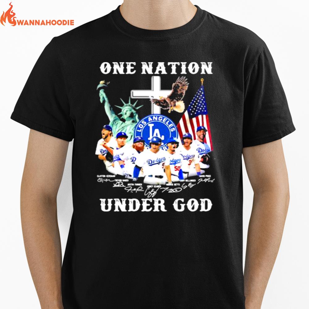 One Nation Under God American Flag Team Los Angeles Signature Unisex T-Shirt for Men Women