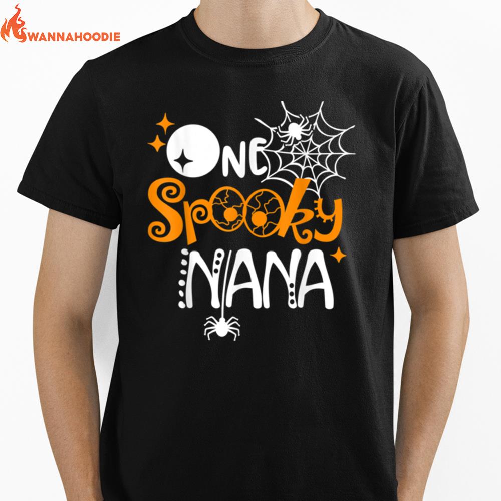 One Spooky Nana Funny Halloween Bats Spider Web Unisex T-Shirt for Men Women