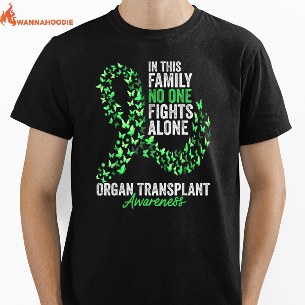 Organ Transplant Awareness Month Butterflies Green Ribbon Unisex T-Shirt for Men Women