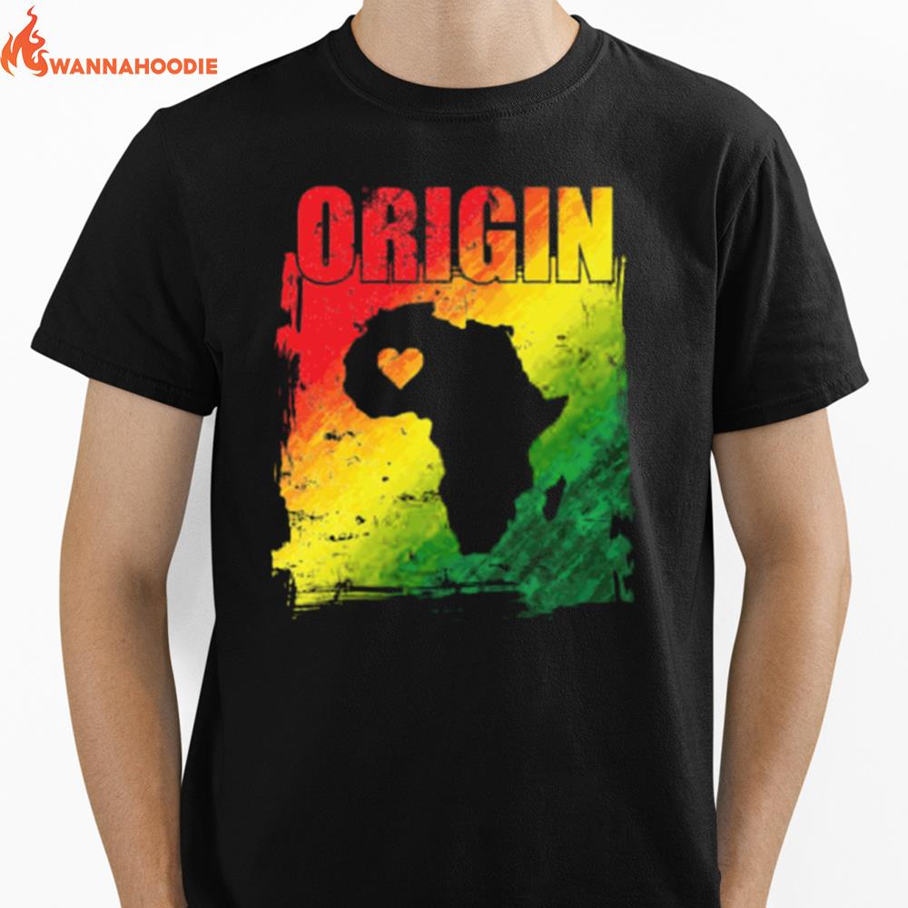 Origin Map Africa Heart Continent Africa Unisex T-Shirt for Men Women