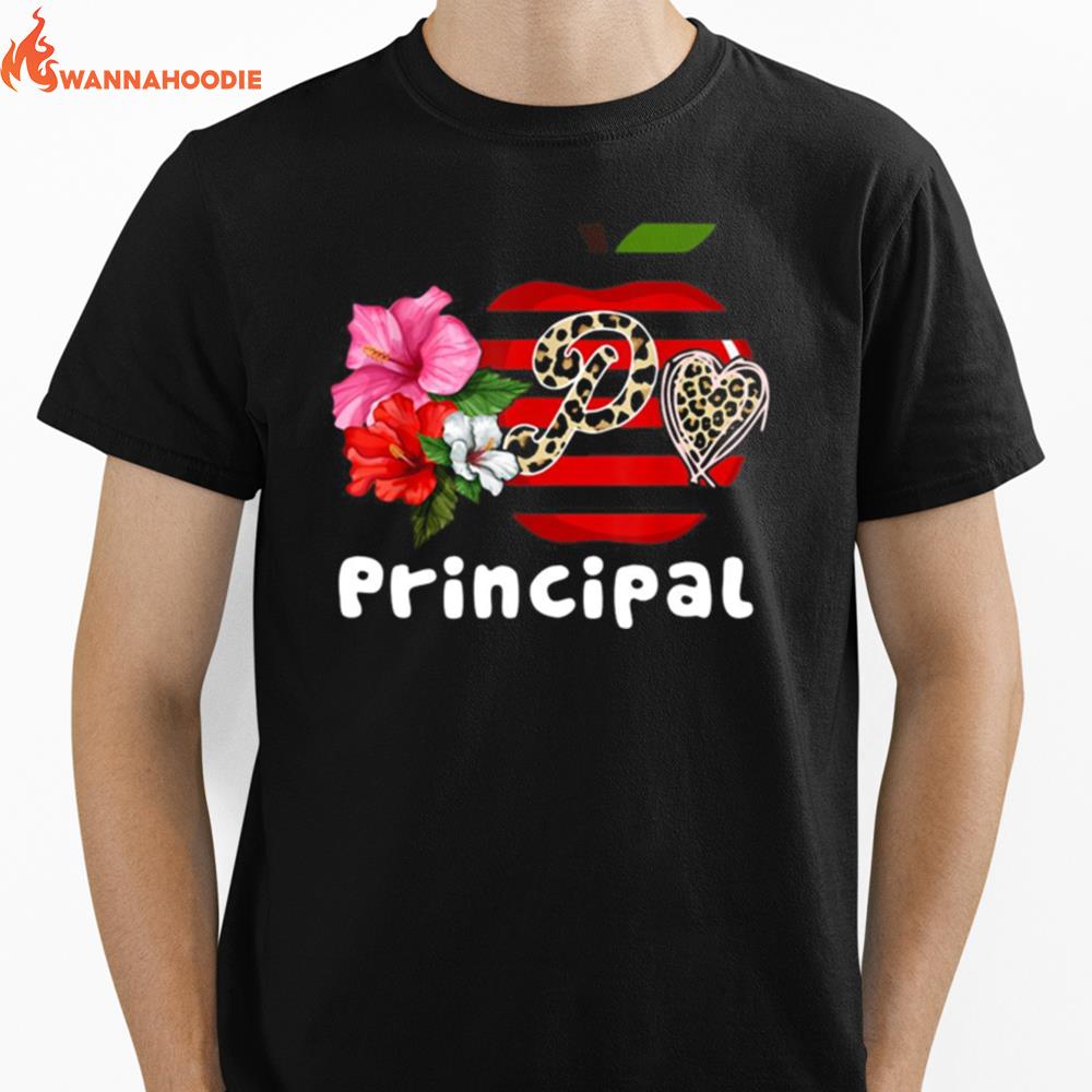 P Is For Principal Teacher Apple Floral Unisex T-Shirt for Men Women