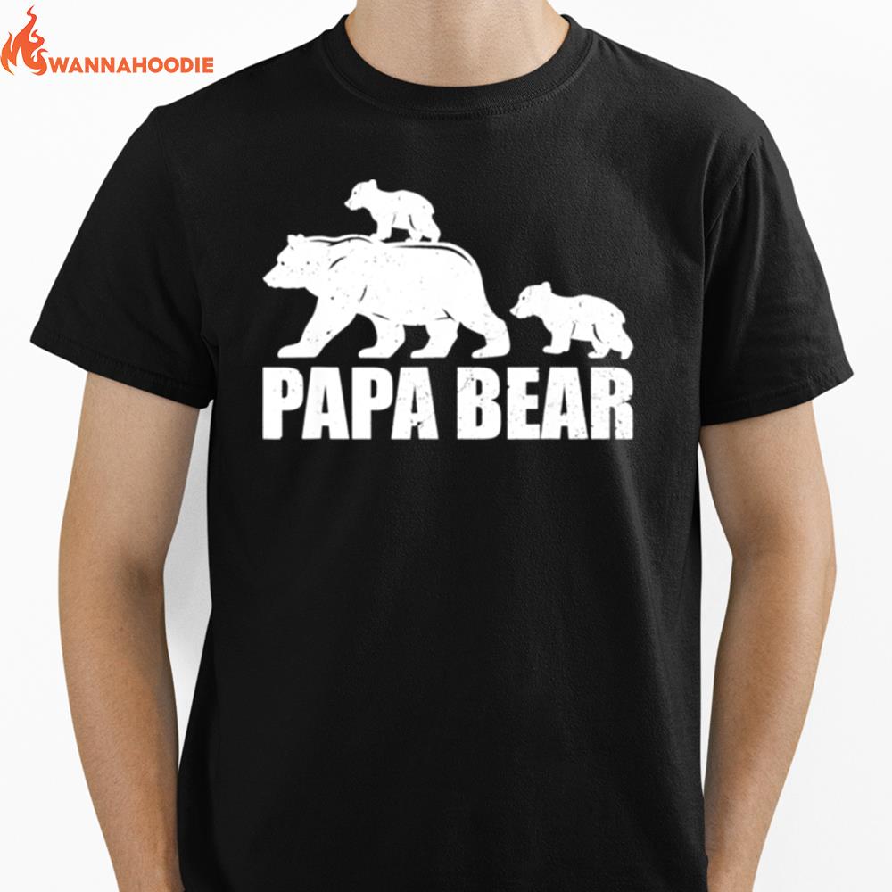 Papa Bear Two Cubs Daddy Bear Twin Papa 2 Unisex T-Shirt for Men Women