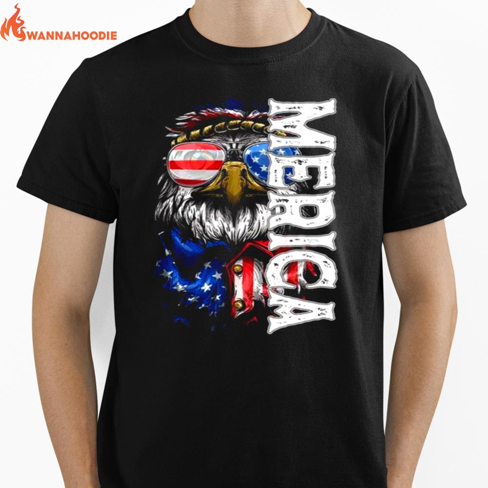 Patriotic Sasquatch American Flag Bandana Sunglasses July 4 Unisex T-Shirt for Men Women