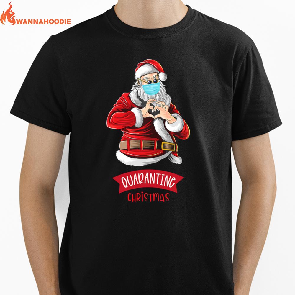 Peace Love Quarantine Christmas Santa Face Mask Xmas Unisex T-Shirt for Men Women