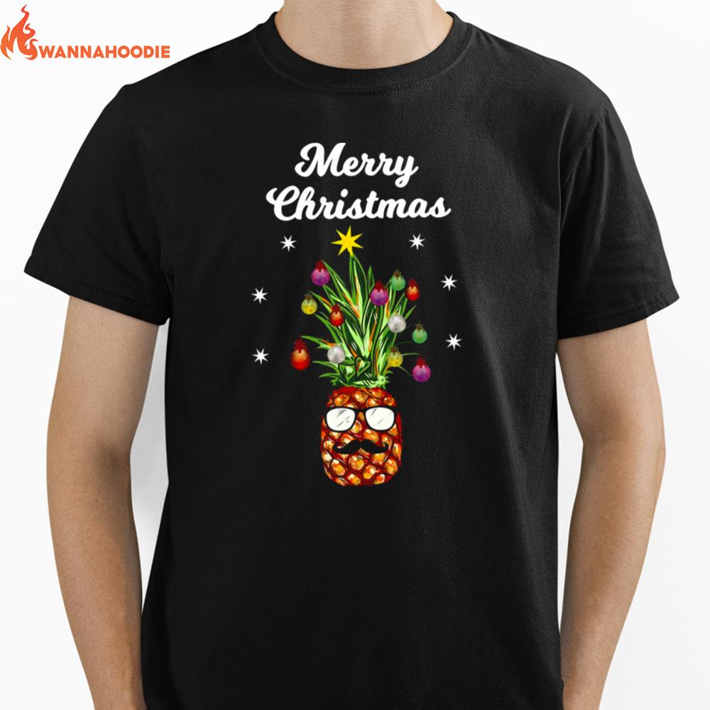 Pineapple Tree Merry Christmas Santa Claus Reindeer Unisex T-Shirt for Men Women