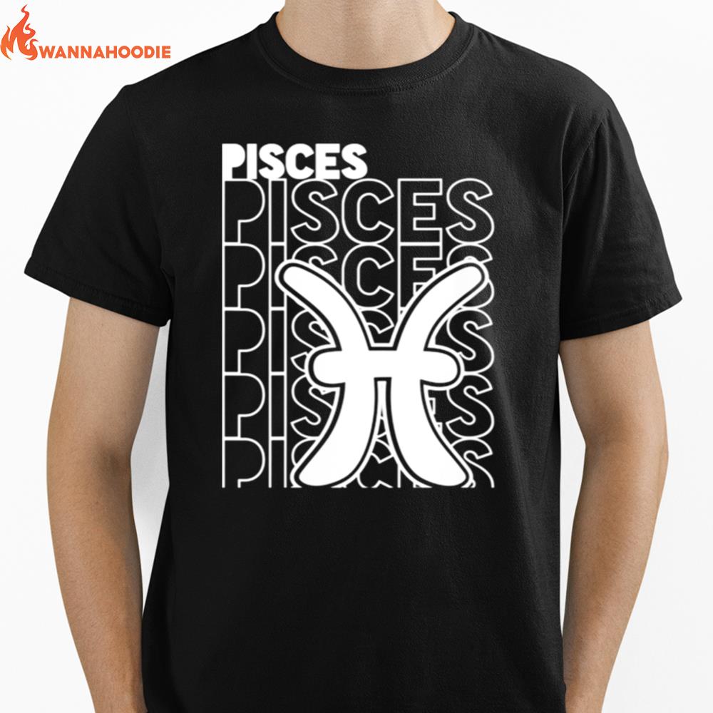 Pisces Zodiac Typography Retro Vintage Astrology Unisex T-Shirt for Men Women