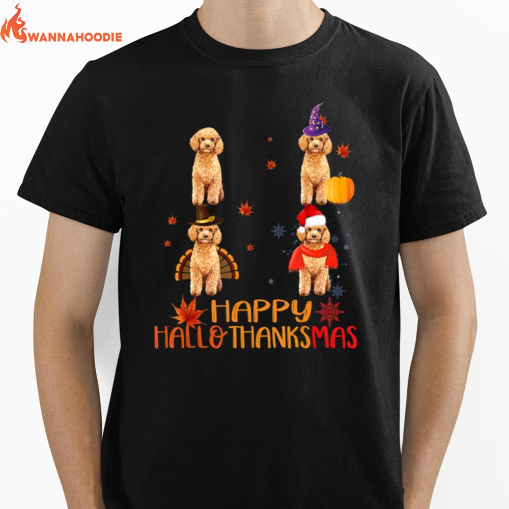 Poodle Happy Hallothanksmas Unisex T-Shirt for Men Women