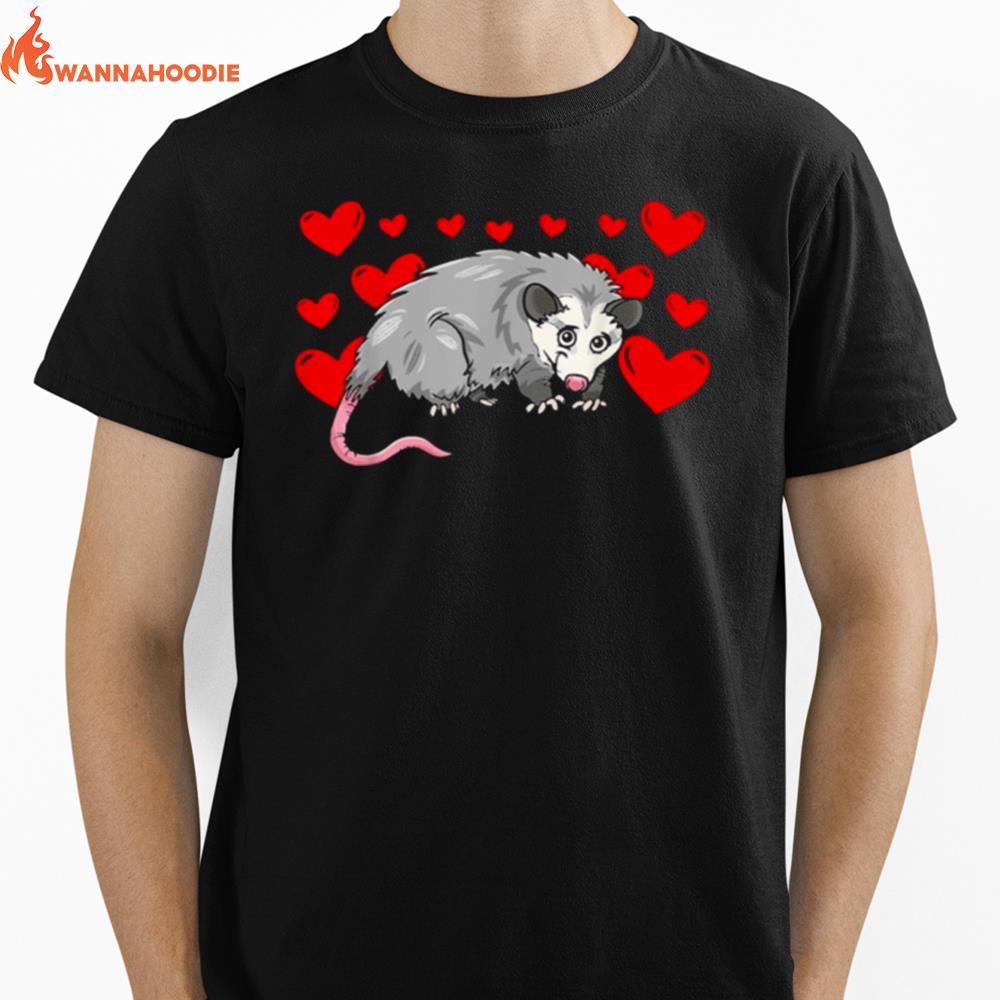 Possum Lovers Red Plaid Heart Valentines Day Love Unisex T-Shirt for Men Women