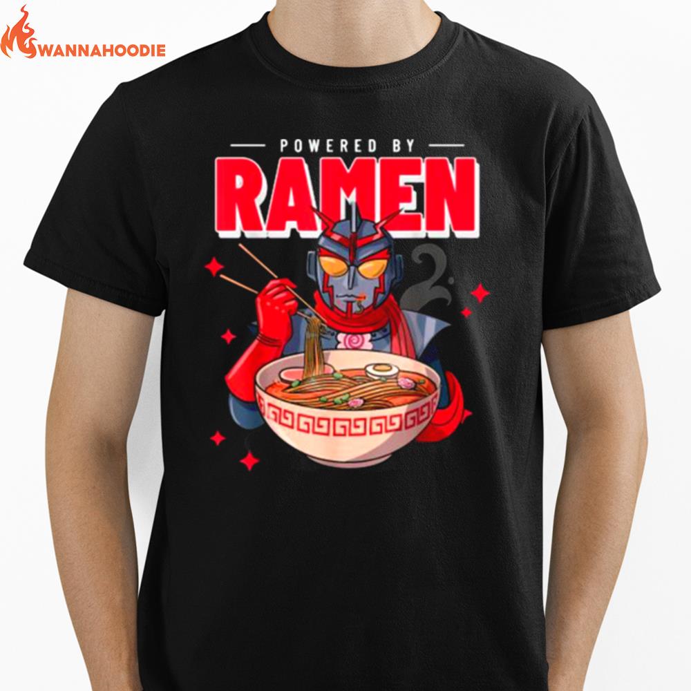 Powered By Ramen Japanese Anime Funny Robot Ramen Noodles Unisex T-Shirt for Men Women