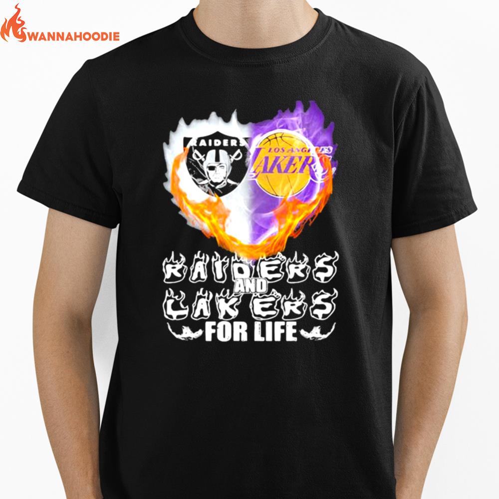 Raiders And Los Angeles Lakers For Life Logo Team Football In My Heart Unisex T-Shirt for Men Women