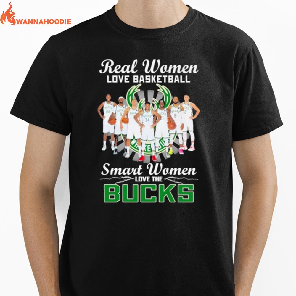 Real Women Love Basketball Smart Women Love The Bucks Team Player Unisex T-Shirt for Men Women