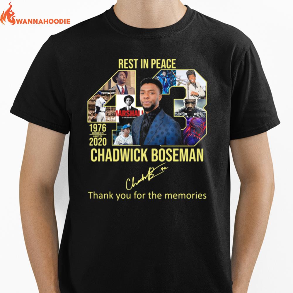 Rest In Peace 43 Rip Chadwick Boseman Thank You For The Memories Signature Unisex T-Shirt for Men Women