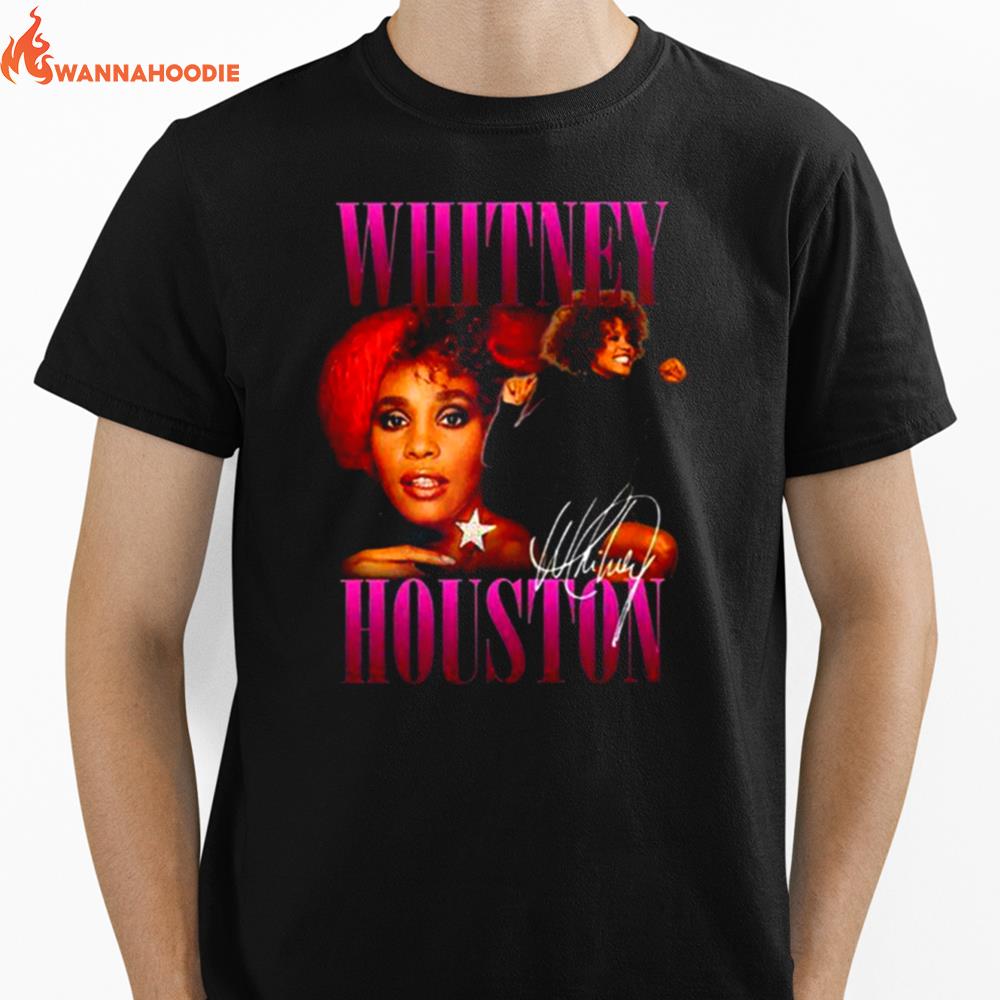 Retro Portrait Of Whitney Houston Pop Music Unisex T-Shirt for Men Women