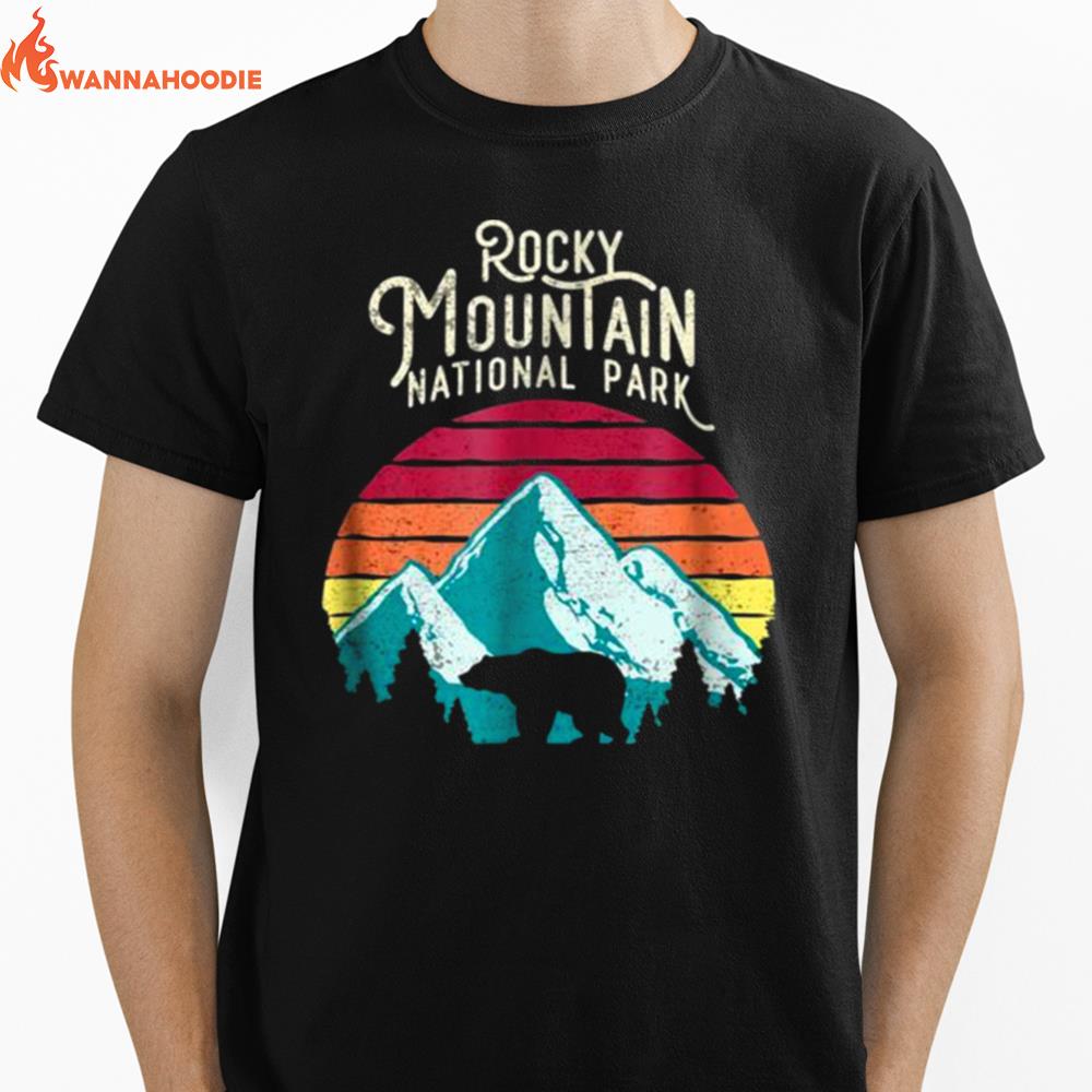 Retro Rocky Mountain National Park Colorado Bear Unisex T-Shirt for Men Women