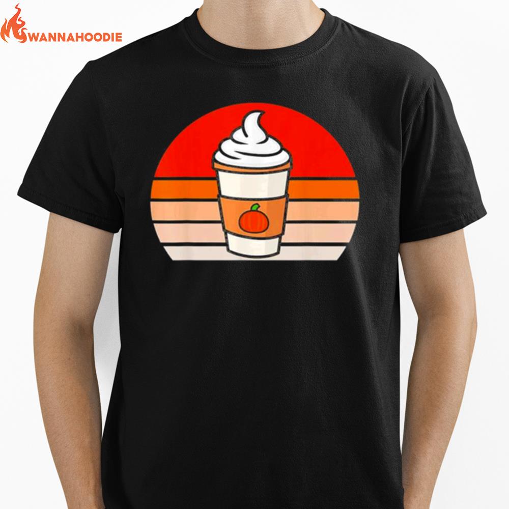 Retro Sunset Cute Pumpkin Spice Latte Unisex T-Shirt for Men Women