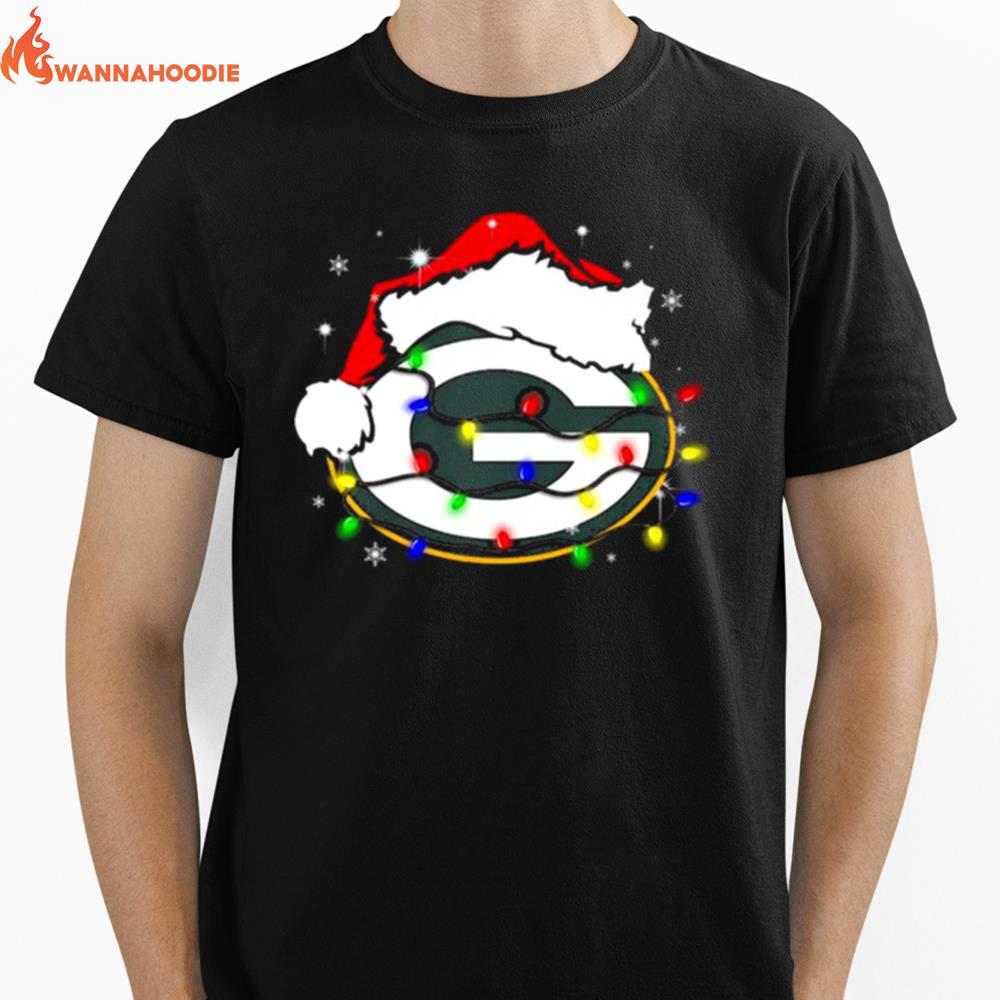 Santa Green Bay Packers Logo Lights Christmas Unisex T-Shirt for Men Women