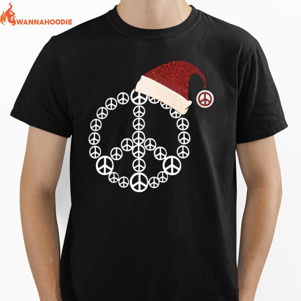 Santa Hat Peace Merry Christmas Unisex T-Shirt for Men Women