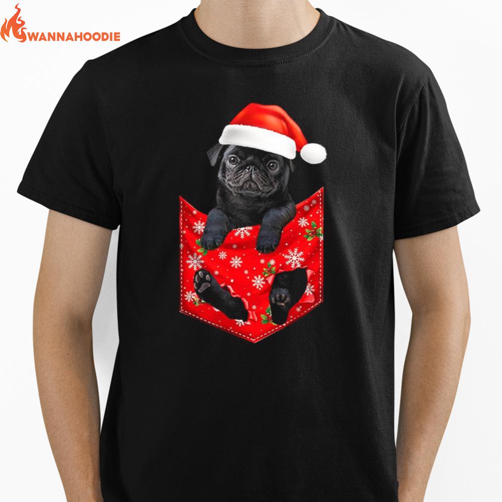 Santa Pug Merry Christmas Unisex T-Shirt for Men Women