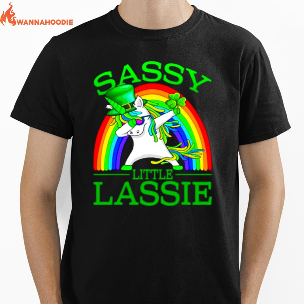 Sassy Little Lassie Unicorn Dabbing St. Patricks Day Unisex T-Shirt for Men Women