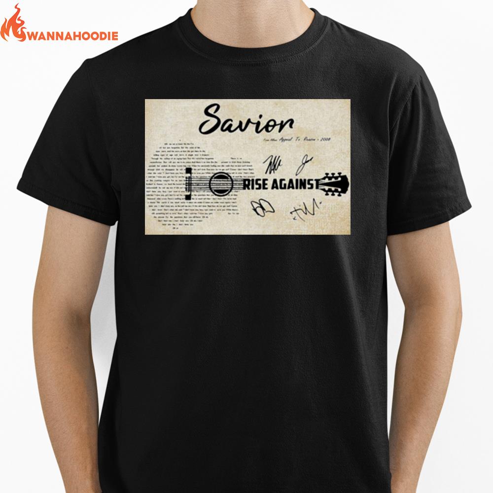 Savior Lyrics Poster Rise Against Unisex T-Shirt for Men Women