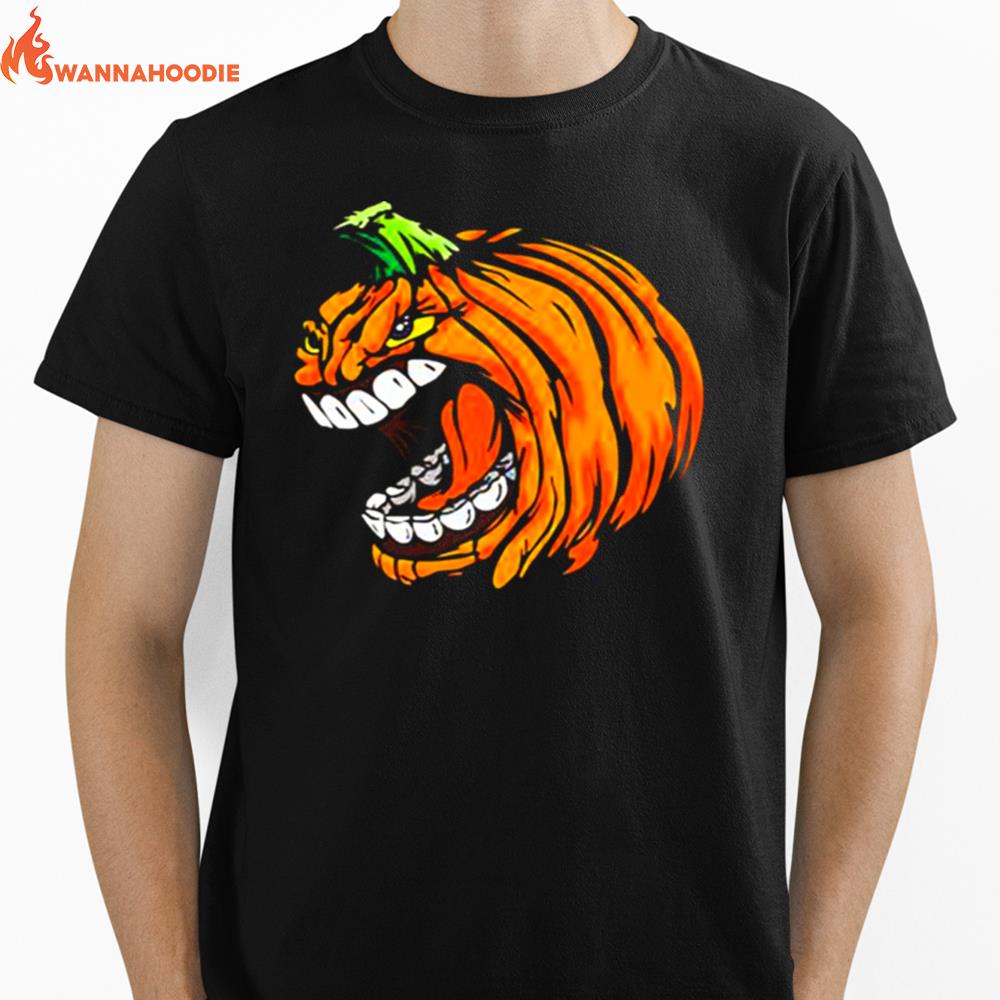 Scary Pumpkin Head Day Halloween Illustration Unisex T-Shirt for Men Women