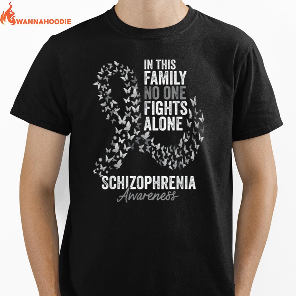 Schizophrenia Awareness Month Butterflies Silver Ribbon Unisex T-Shirt for Men Women