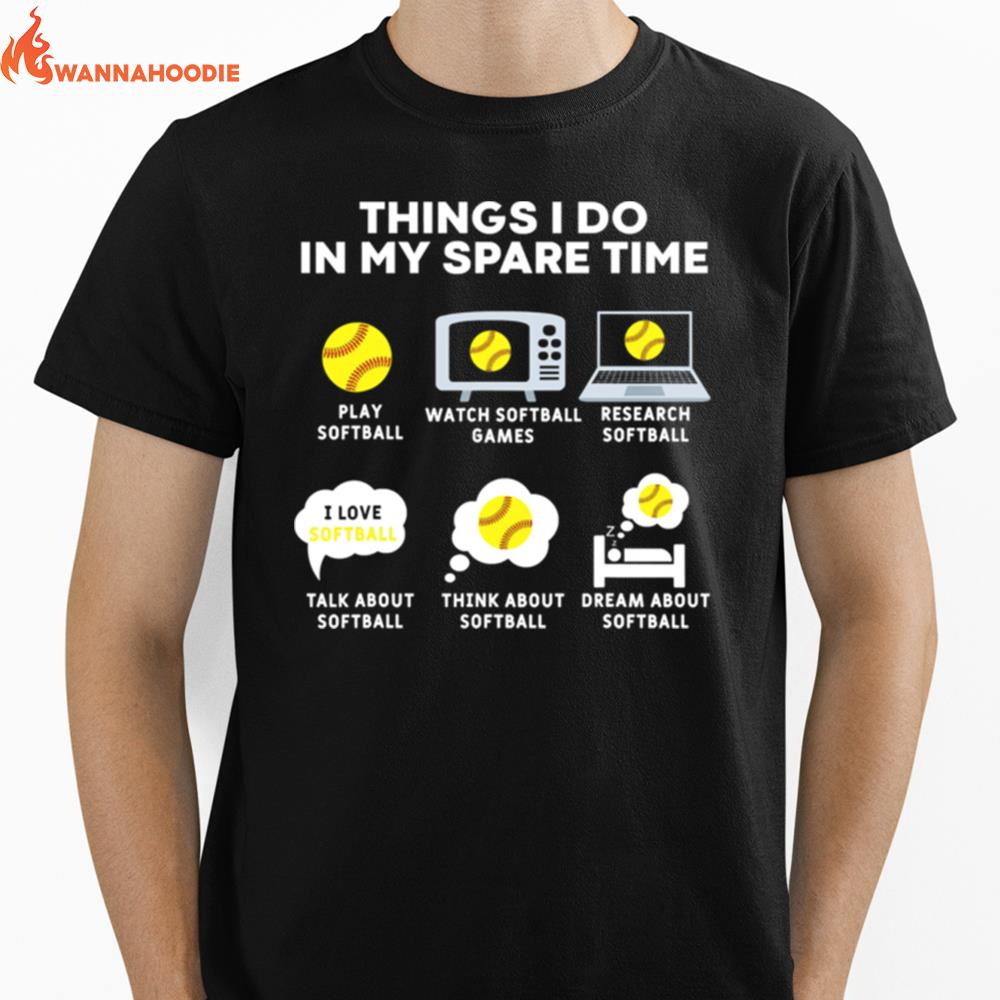 Six Things I Do In My Spare Time Softball Christmas Unisex T-Shirt for Men Women