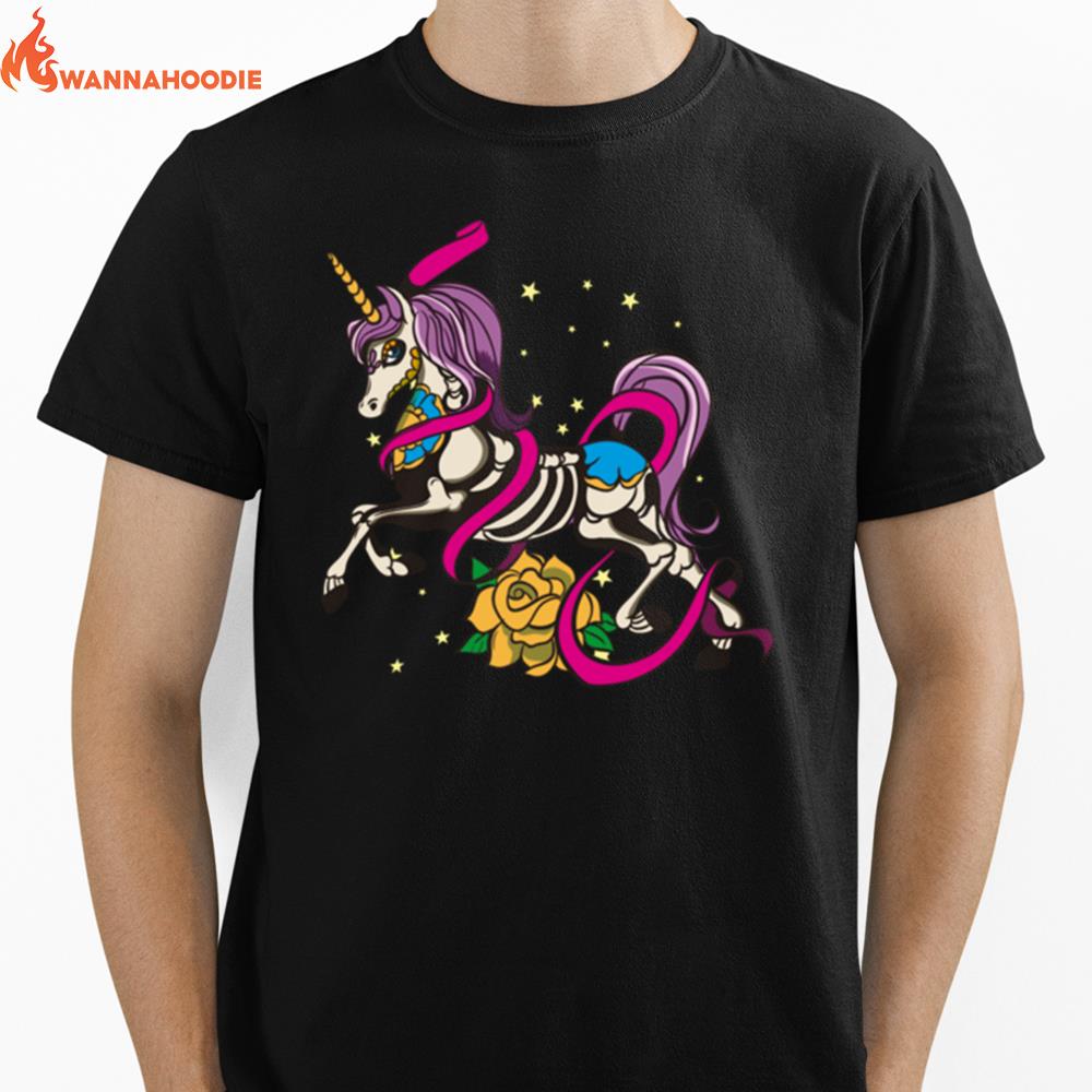 Skull Day Of The Dead Unicorn Horse Dia De Los Muertos Unisex T-Shirt for Men Women