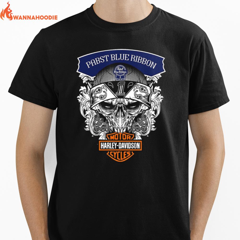 Skull Harley Davidson Pabst Blue Ribbon Unisex T-Shirt for Men Women