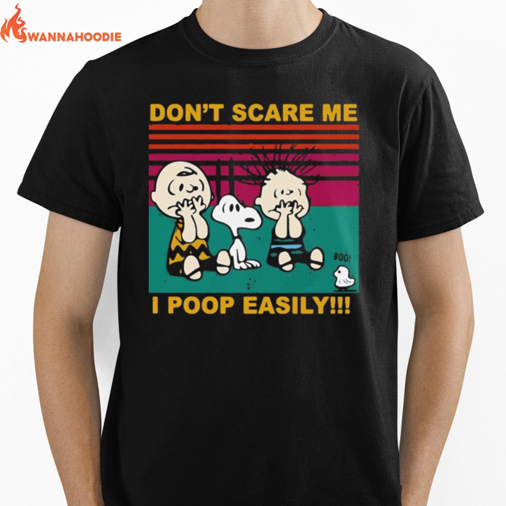 Snoopy Charlie Brown And Linus Dont Scare Me I Poop Easily Vintage Retro Unisex T-Shirt for Men Women