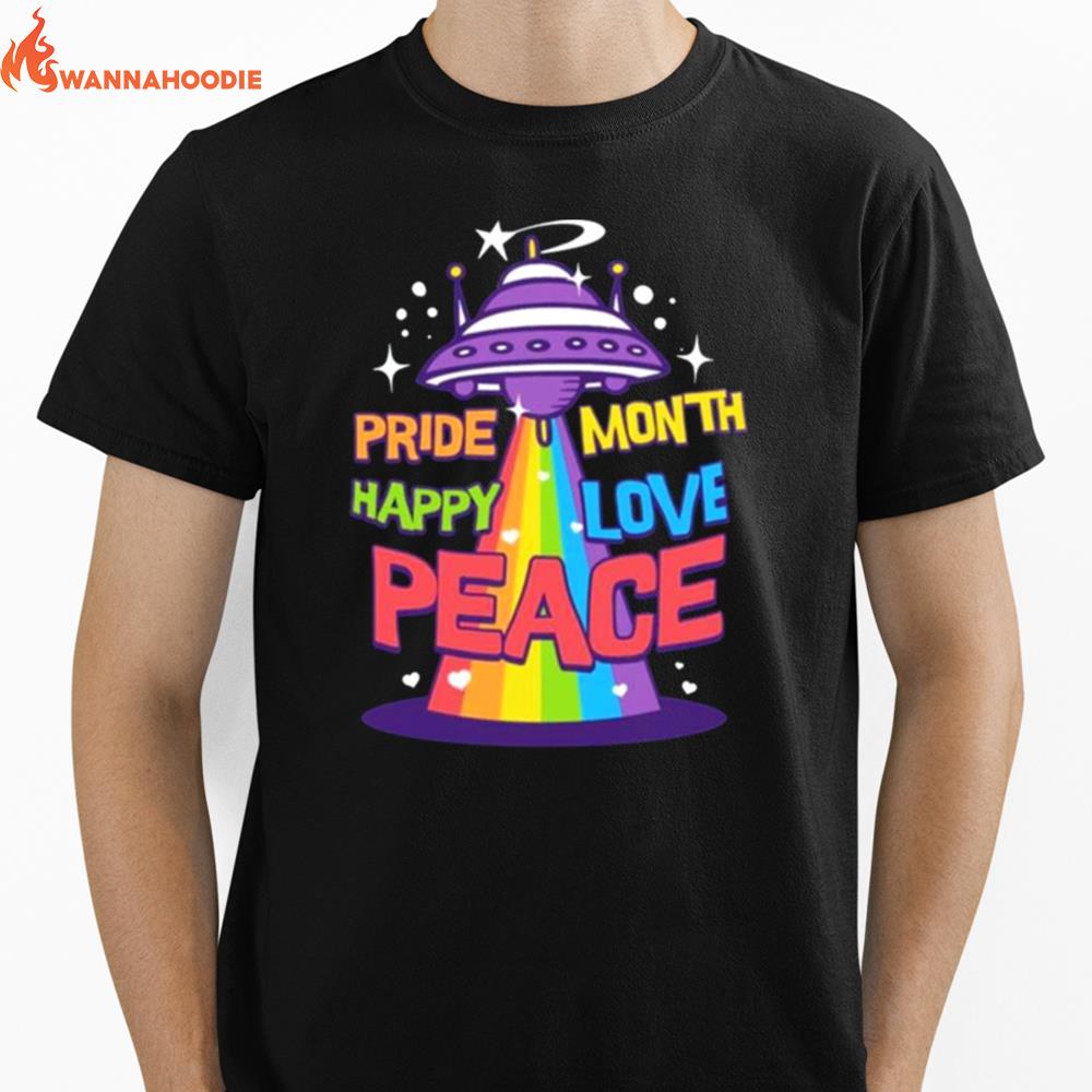 Space Rainbow Retro Pride Month Happy Love Peace Unisex T-Shirt for Men Women