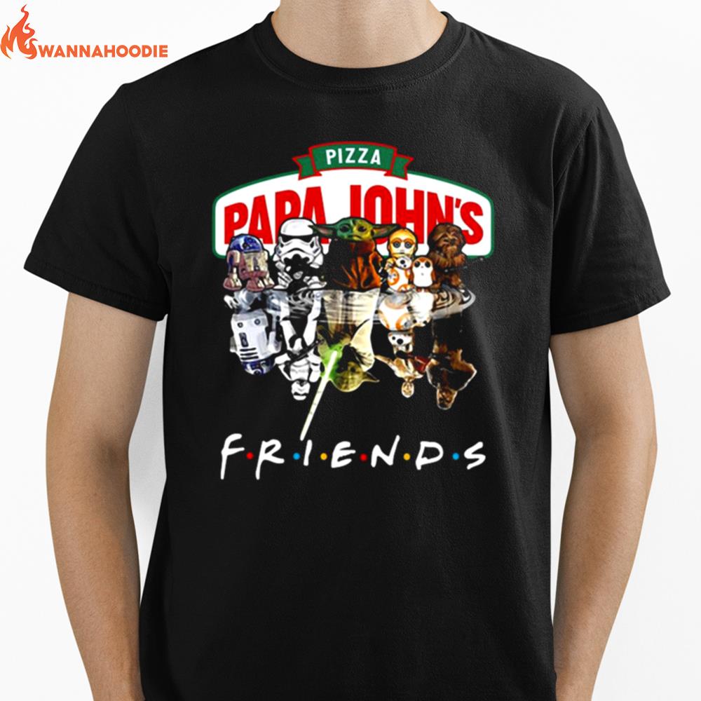 Star Wars Characters Chibi Water Reflection Pizza Papa Johns Friends Unisex T-Shirt for Men Women