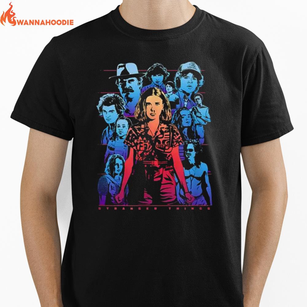 Stranger Things Group Shot Populous Gazing S Unisex T-Shirt for Men Women