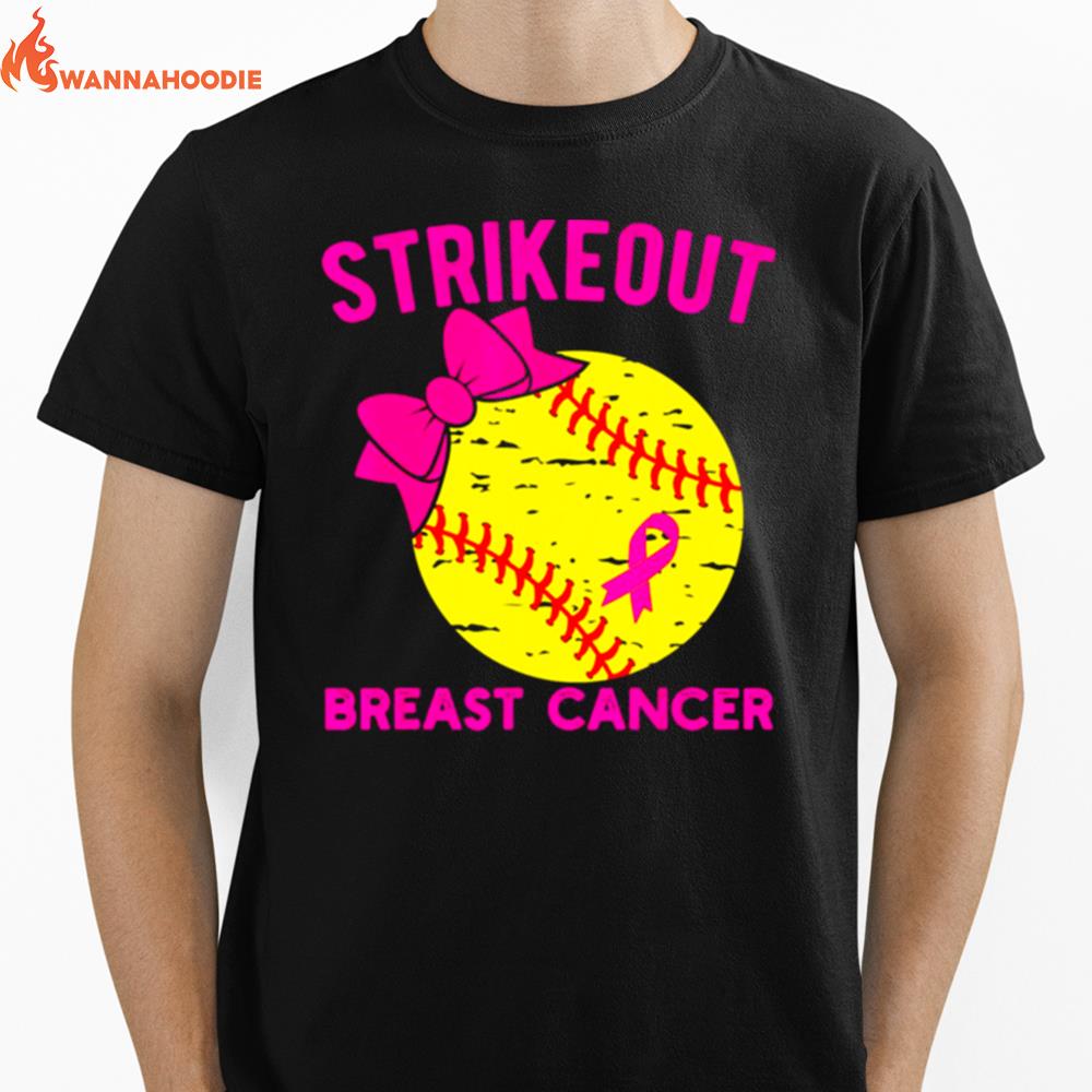 Strike Out Breast Cancer Awareness Vintage Softball Fighters Unisex T-Shirt for Men Women