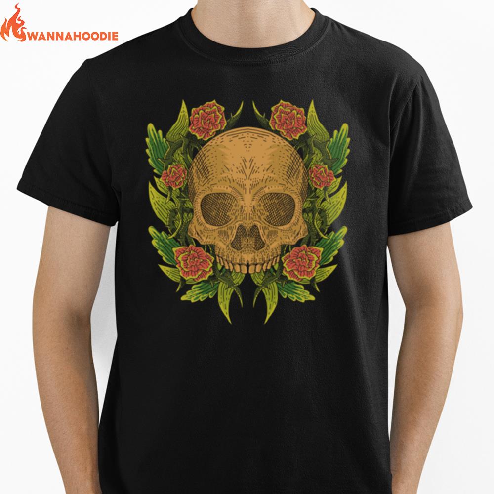 Sugar Skull Flower Dia De Muertos Day Of The Dead Unisex T-Shirt for Men Women