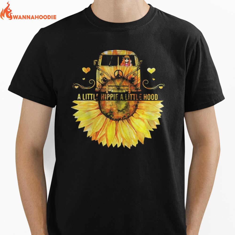 Sunflower Peace Bus A Little Hippie A Little Hood Unisex T-Shirt for Men Women