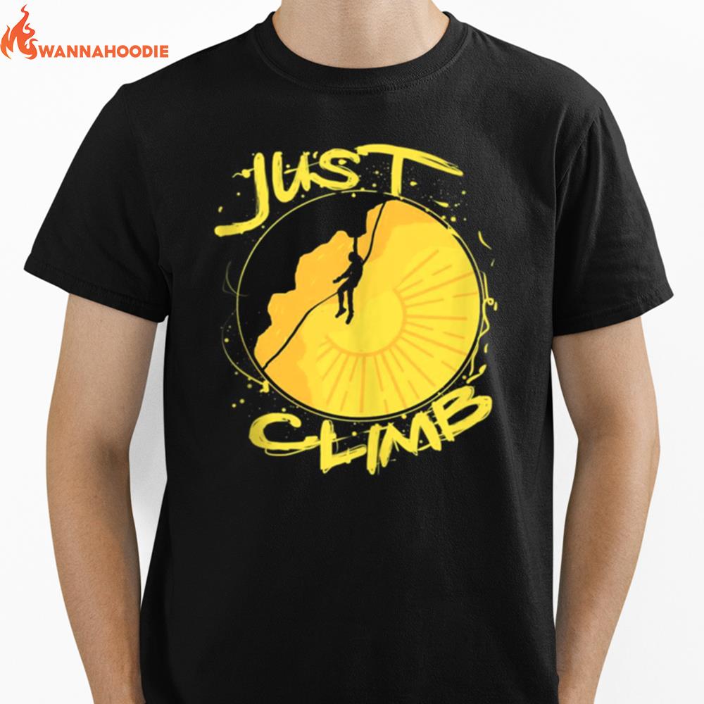 Sunset Rock Climbing Rock Climber Unisex T-Shirt for Men Women