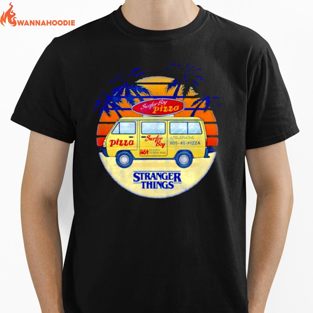 Surfer Boy Pizza Van Stranger Things Unisex T-Shirt for Men Women