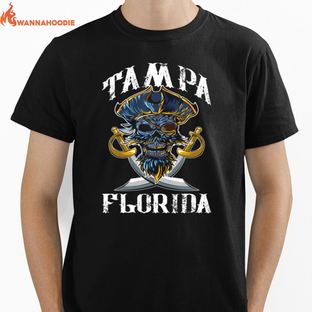 Tampa Florida Bay Skull Pirate Tattoo Symbol Team Unisex T-Shirt for Men Women