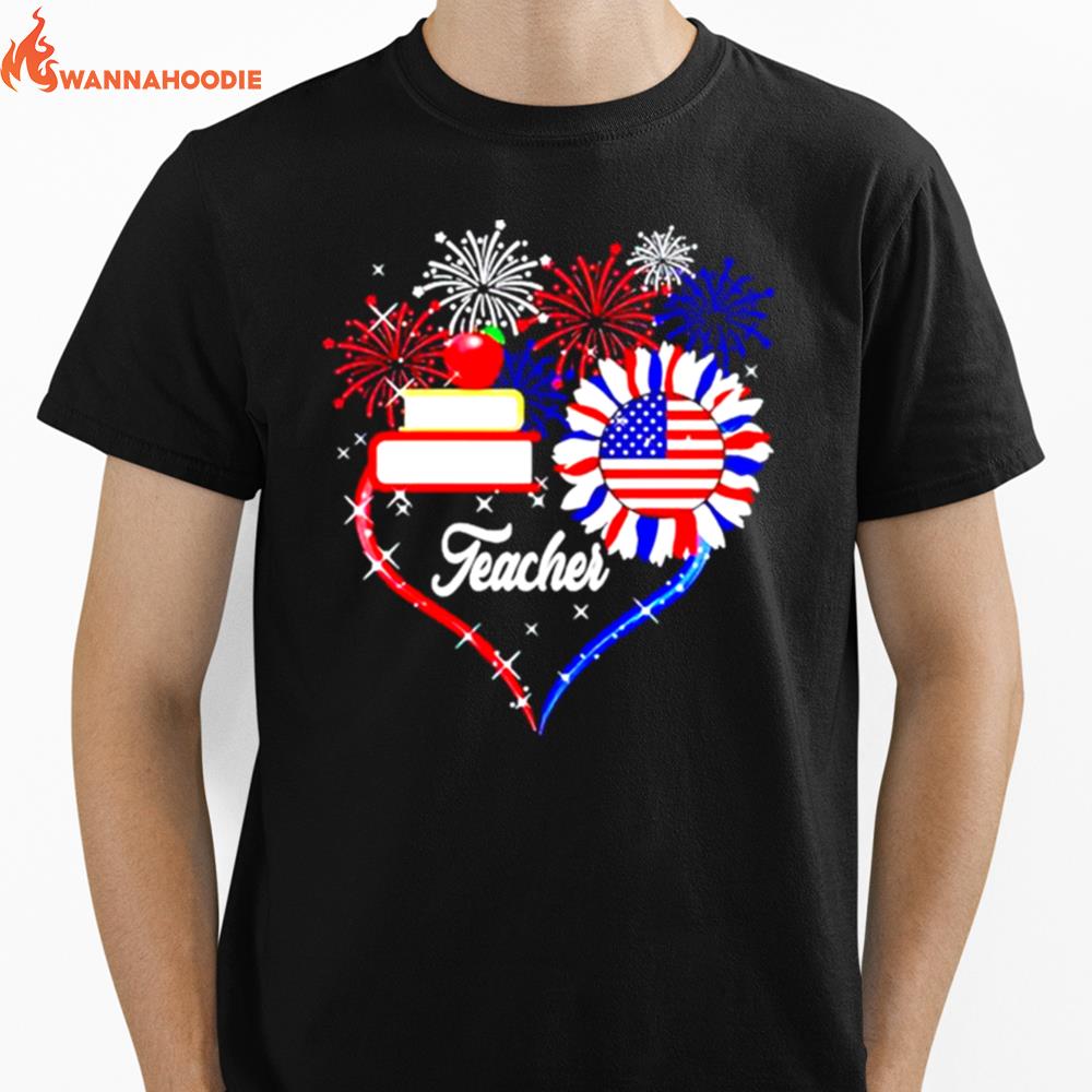 Teacher Love 4Th Of July Firework Unisex T-Shirt for Men Women