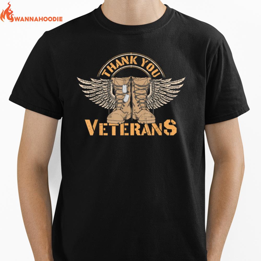 Thank You Veteran U.S. Flag Retired Soldier T B09Znjw7Xc Unisex T-Shirt for Men Women