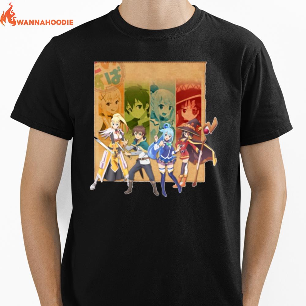 The Four Main Characters Of Konosuba Anime Unisex T-Shirt for Men Women