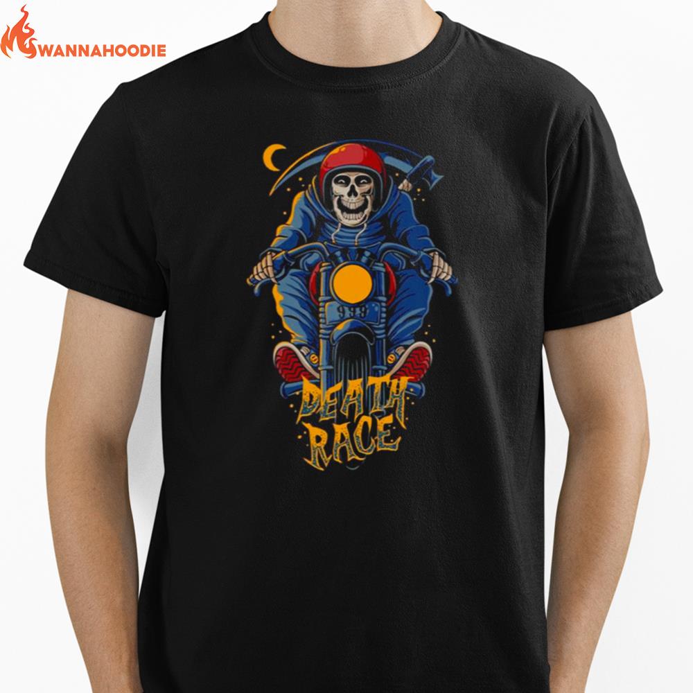 The Grim Reaper Riding Bike To Halloween Unisex T-Shirt for Men Women