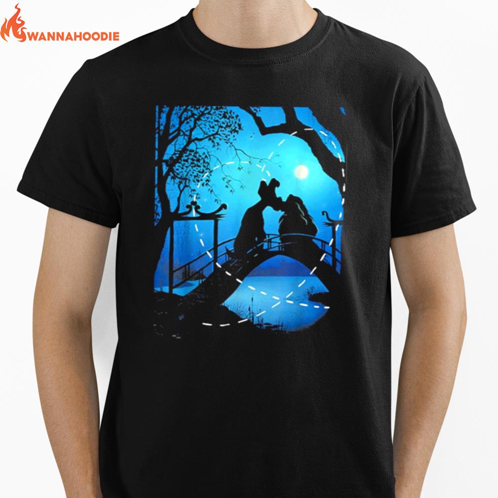 The Night Time Silhouette Lady And The Tramp Unisex T-Shirt for Men Women