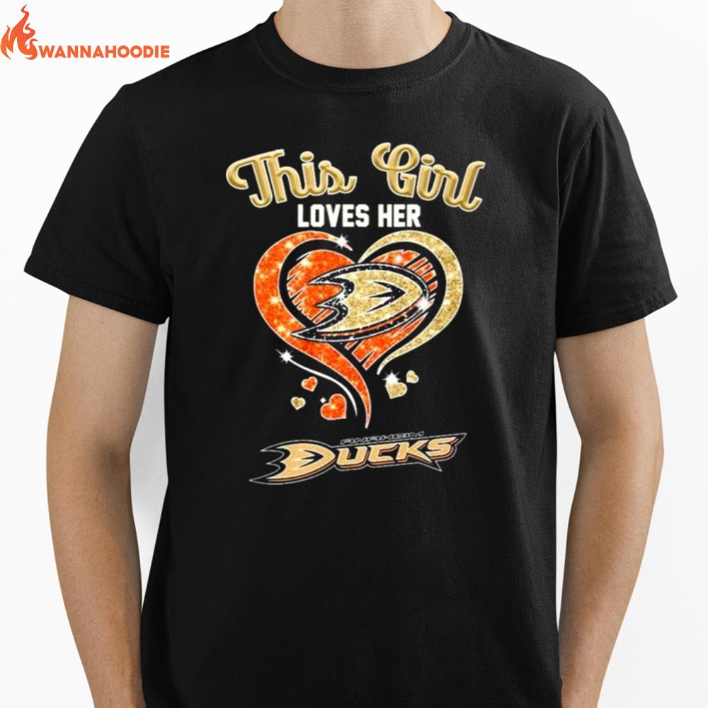 This Girl Loves Her Anaheim Ducks Diamond Hear Unisex T-Shirt for Men Women